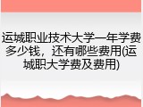 运城职业技术大学一年学费多少钱，还有哪些费用(运城职大学费及费用)