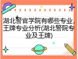 湖北警官学院有哪些专业，王牌专业分析(湖北警院专业及王牌)