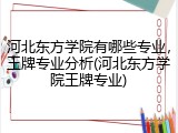 河北东方学院有哪些专业，王牌专业分析(河北东方学院王牌专业)
