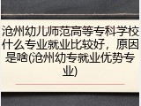 沧州幼儿师范高等专科学校什么专业就业比较好，原因是啥(沧州幼专就业优势专业)