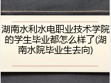 湖南水利水电职业技术学院的学生毕业都怎么样了(湖南水院毕业生去向)