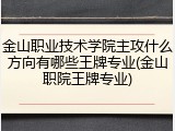 金山职业技术学院主攻什么方向有哪些王牌专业(金山职院王牌专业)