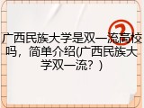 广西民族大学是双一流高校吗，简单介绍(广西民族大学双一流？)