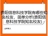 贵阳信息科技学院有哪些知名校友，简单分析(贵阳信息科技学院知名校友)