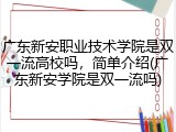 广东新安职业技术学院是双一流高校吗，简单介绍(广东新安学院是双一流吗)