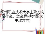 柳州职业技术大学主攻方向是什么，怎么样(柳州职大主攻方向)