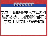宁夏工商职业技术学院招生编码多少，隶属哪个部门(宁夏工商学院代码归属)