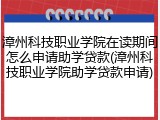 漳州科技职业学院在读期间怎么申请助学贷款(漳州科技职业学院助学贷款申请)