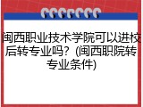 闽西职业技术学院可以进校后转专业吗？(闽西职院转专业条件)