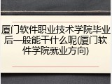 厦门软件职业技术学院毕业后一般能干什么呢(厦门软件学院就业方向)