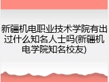 新疆机电职业技术学院有出过什么知名人士吗(新疆机电学院知名校友)