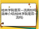 桂林学院是双一流高校吗，简单介绍(桂林学院是双一流吗)