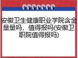 安徽卫生健康职业学院含金量量吗，值得报吗(安徽卫职院值得报吗)
