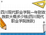 四川现代职业学院一年财政拨款大概多少钱(四川现代职业学院拨款)