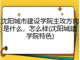 沈阳城市建设学院主攻方向是什么，怎么样(沈阳城建学院特色)