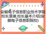 安徽电子信息职业技术学院校长是谁,校长基本介绍(安徽电子信息职院校)