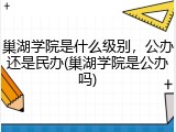 巢湖学院是什么级别，公办还是民办(巢湖学院是公办吗)