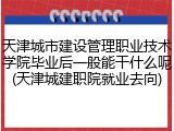 天津城市建设管理职业技术学院毕业后一般能干什么呢(天津城建职院就业去向)