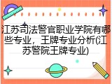 江苏司法警官职业学院有哪些专业，王牌专业分析(江苏警院王牌专业)