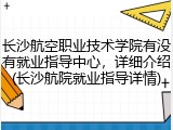 长沙航空职业技术学院有没有就业指导中心，详细介绍(长沙航院就业指导详情)
