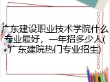 广东建设职业技术学院什么专业最好，一年招多少人(广东建院热门专业招生)