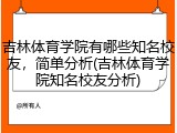 吉林体育学院有哪些知名校友，简单分析(吉林体育学院知名校友分析)