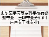 山东医学高等专科学校有哪些专业，王牌专业分析(山东医专王牌专业)