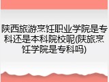 陕西旅游烹饪职业学院是专科还是本科院校呢(陕旅烹饪学院是专科吗)