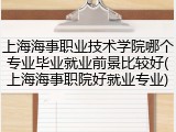 上海海事职业技术学院哪个专业毕业就业前景比较好(上海海事职院好就业专业)