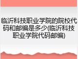 临沂科技职业学院的院校代码和邮编是多少(临沂科技职业学院代码邮编)