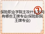 保险职业学院主攻什么方向有哪些王牌专业(保险职院王牌专业)
