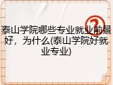 泰山学院哪些专业就业前景好，为什么(泰山学院好就业专业)