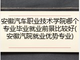 安徽汽车职业技术学院哪个专业毕业就业前景比较好(安徽汽院就业优势专业)