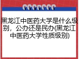 黑龙江中医药大学是什么级别，公办还是民办(黑龙江中医药大学性质级别)