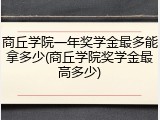 商丘学院一年奖学金最多能拿多少(商丘学院奖学金最高多少)