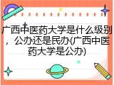 广西中医药大学是什么级别，公办还是民办(广西中医药大学是公办)