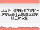 山西卫生健康职业学院的王牌专业是什么(山西卫健学院王牌专业)