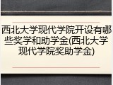 西北大学现代学院开设有哪些奖学和助学金(西北大学现代学院奖助学金)