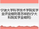 宁波大学科学技术学院奖学金评定细则是怎样的(宁大科院奖学金细则)