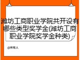 潍坊工商职业学院共开设有哪些类型奖学金(潍坊工商职业学院奖学金种类)