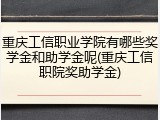 重庆工信职业学院有哪些奖学金和助学金呢(重庆工信职院奖助学金)