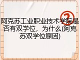 阿克苏工业职业技术学院是否有双学位，为什么(阿克苏双学位原因)
