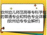 钦州幼儿师范高等专科学校的普通专业和特色专业详解(钦州幼专专业解析)