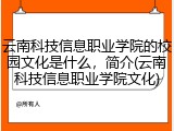 云南科技信息职业学院的校园文化是什么，简介(云南科技信息职业学院文化)