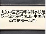 山东中医药高等专科学校是双一流大学吗?(山东中医药高专是双一流吗)