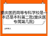 重庆医药高等专科学校是一本还是本科第二批(重庆医专属第几批)