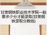 甘肃钢铁职业技术学院一般要多少分才能录取(甘肃钢铁录取分数线)