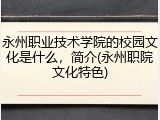 永州职业技术学院的校园文化是什么，简介(永州职院文化特色)
