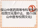 保山中医药高等专科学校的校园文化是什么，简介(保山中医专校园文化)
