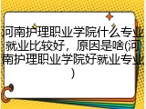 河南护理职业学院什么专业就业比较好，原因是啥(河南护理职业学院好就业专业)